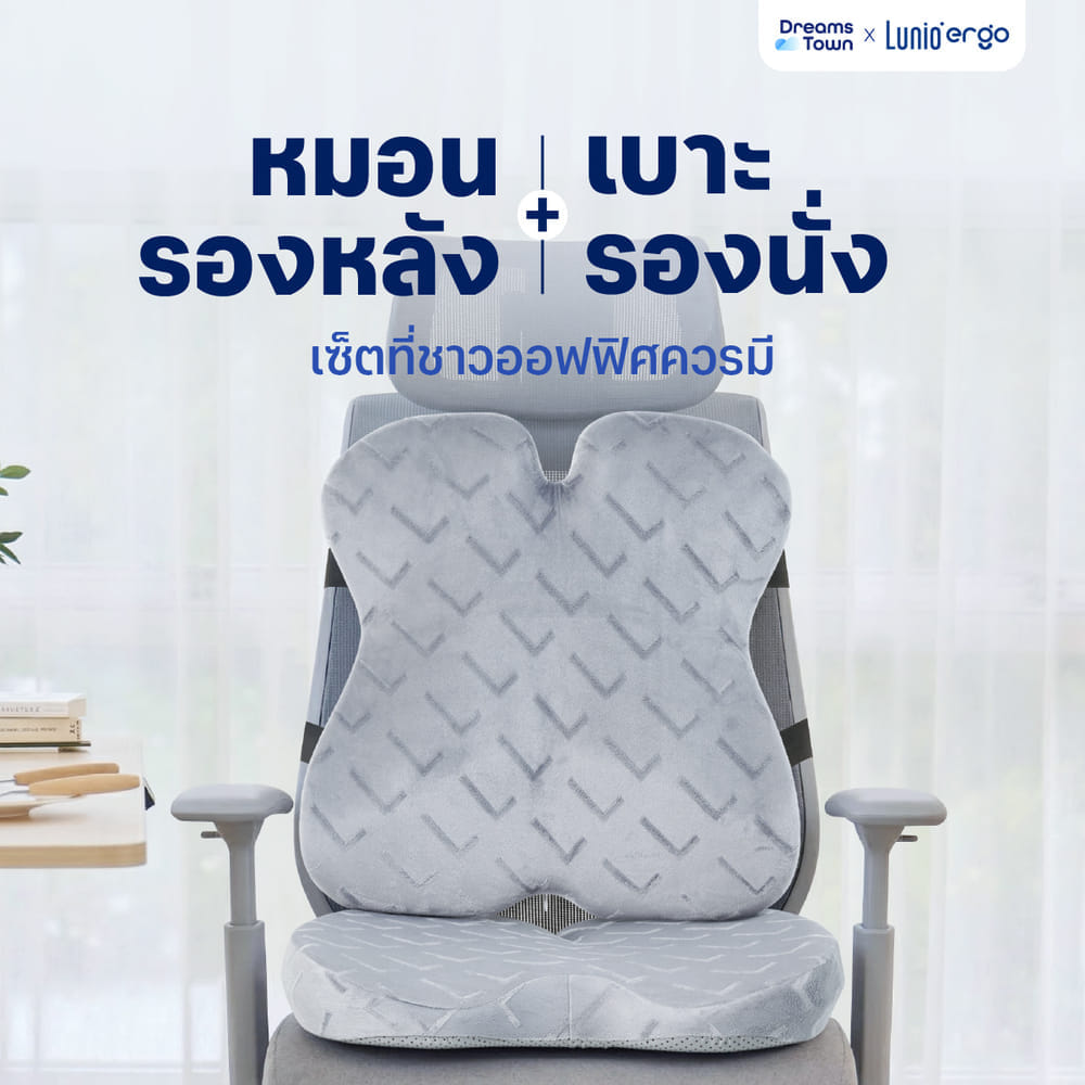 เซ็ตเบาะรองนั่ง+เบาะรองหลัง LUNIO ERGO PRO BACK CUSHION + LUNIO ERGO PRO SEAT CUSHION